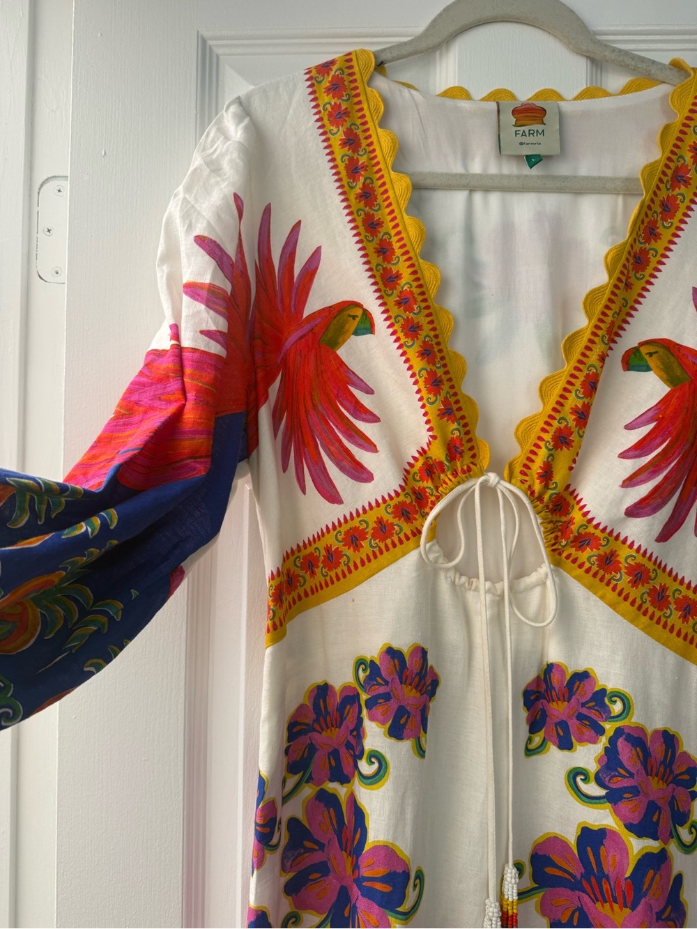 FARM Rio White Maxi Dress with Red, Pink, Blue & Yellow Floral Print - Picture 3 of 6